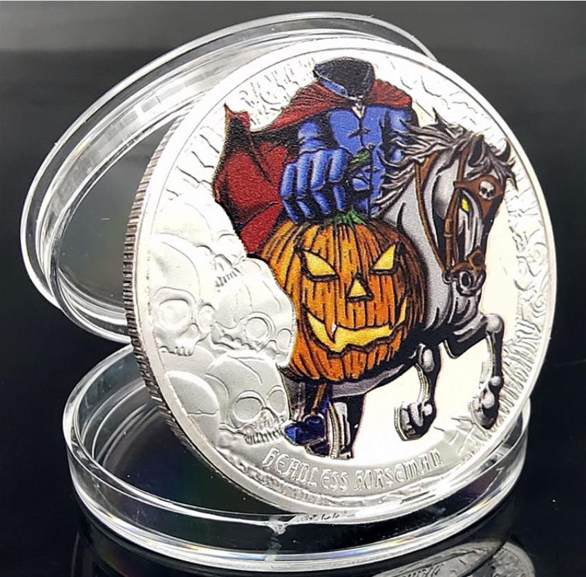 Konst och hantverk Skull Badge Coin religiös tro Halloween minnesmynt