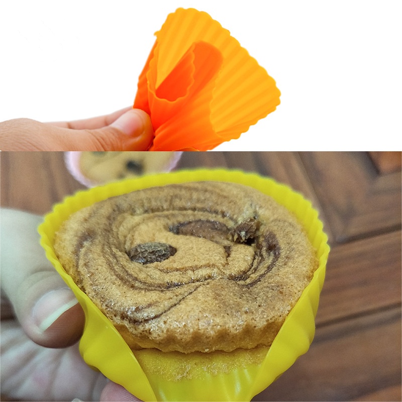 Moule à muffins en silicone, rond, cœur, étoile, rose, carré, 7CM, Mousse, gâteau, moule de cuisson, DIY