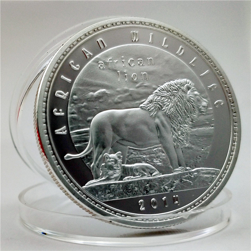 Moneta d'argento Leone Arti e Mestieri Moneta commemorativa con animale dello Zambia