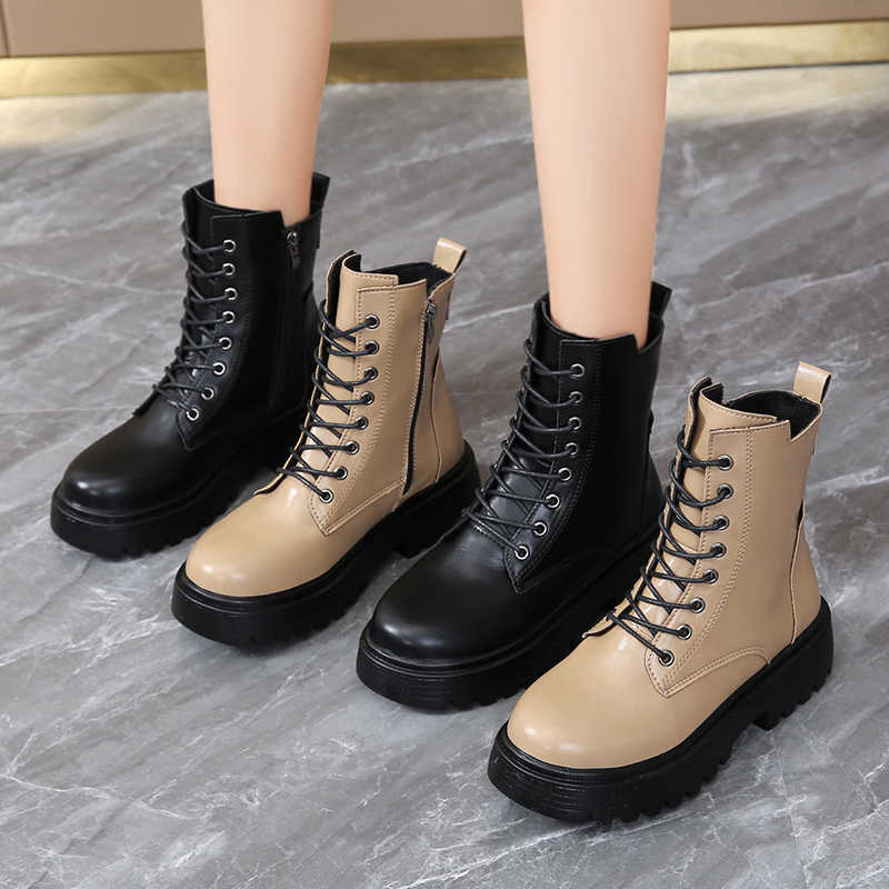 Boots Short Boots Fashion Ankle Boots for Women Autumn Winter Shoes Platform Boots Ladies Lace Up Motorcycle Booties Zapatos De Mujer AA230406