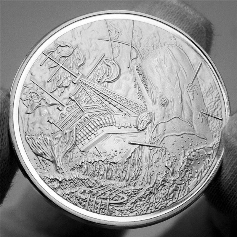 Konst och hantverk Skull Pirate Ship Series White Whale Prossed Silver Medal Skull Coin