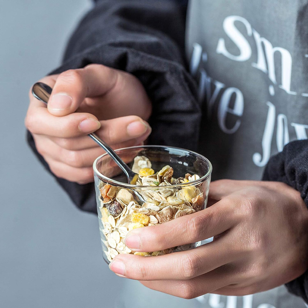 Glazen kommen met plastic deksels Heldere puddingbekers Fruitschaal Glazen containers voor salade Dessert Snacks Vriezer Voedselopslagkommen