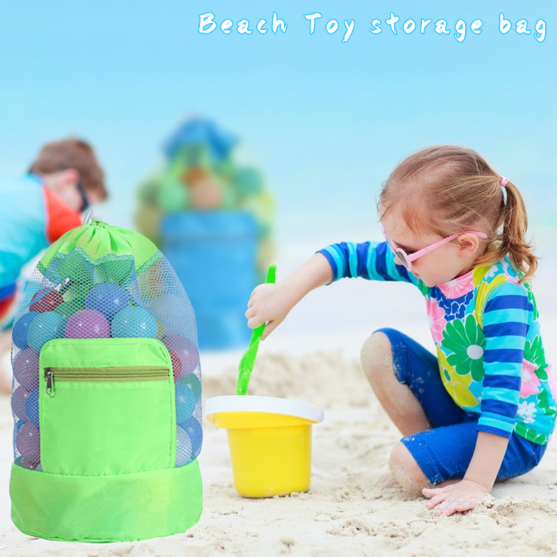 어린이 수영 해변 가방 접힌 큰 배낭 여행 더블 숄더 가방 의류 장난감 보관 가방 주최자 해변 야외 메쉬 가방 토트 파우치 BC579