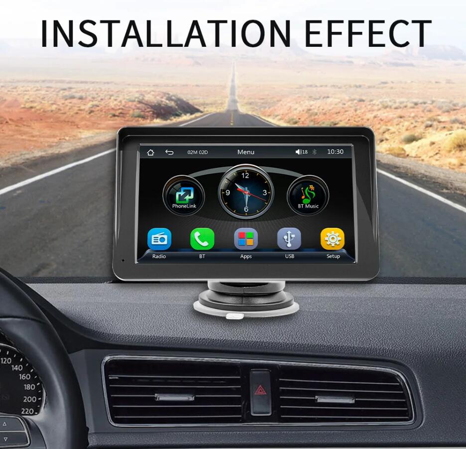 Tragbares 7-Zoll-Autoradio Android Auto Wireless Carplay Autoradio um 270 Grad gedreht USB SD FM GPS Navigation Audio Universal