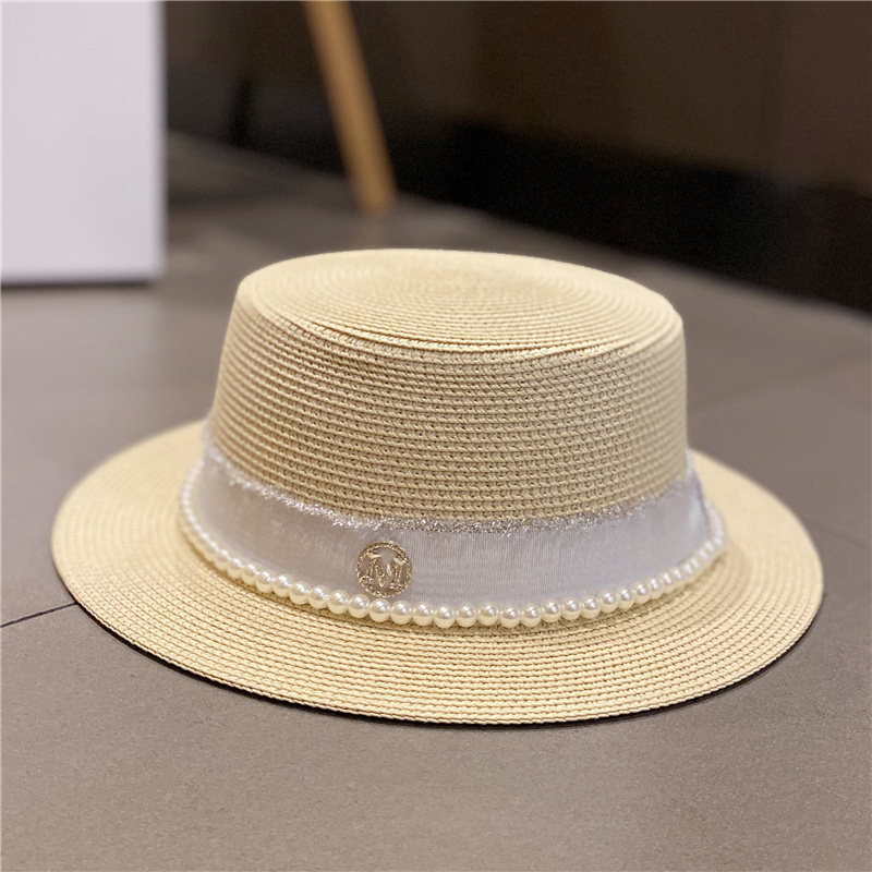 Hepburn Style Sun Strail Hats Женщины бриллианты жемчужные шляпы кепки для защиты солнца