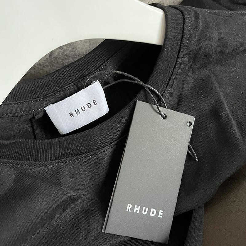 T-shirts hommes Rhude T-shirt Hommes Femmes Coton Meilleure Qualité Cocotier Lettres Abricot Noir Manches Courtes Mode Classique Simple Rhude Tees