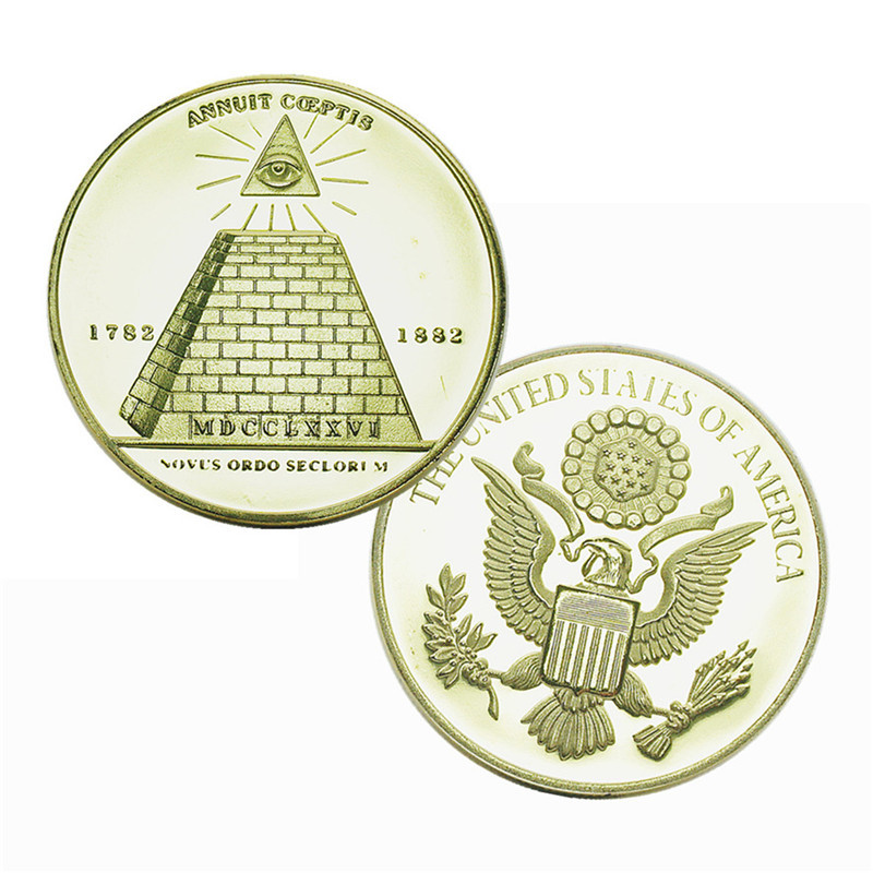 芸術と工芸品の信仰コイン無料の石工銀コインフリーメーソンアイコインピラミッドコイン