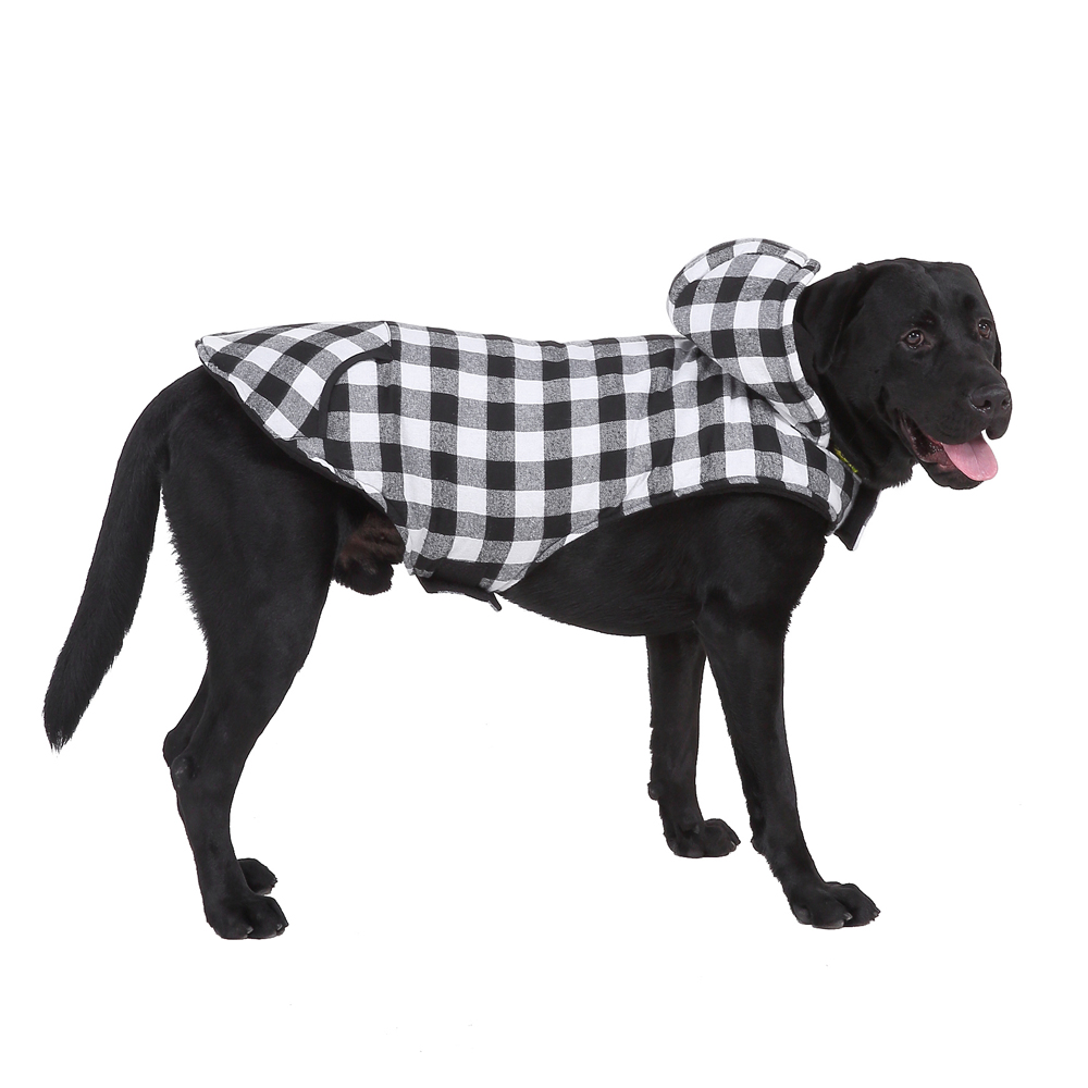 Abrigo cálido con capucha a cuadros para perros, chaqueta con capucha, abrigos de invierno cálidos para perros al aire libre, chaleco para perros para climas fríos, ropa para perros pequeños, medianos y grandes,BlackWhite