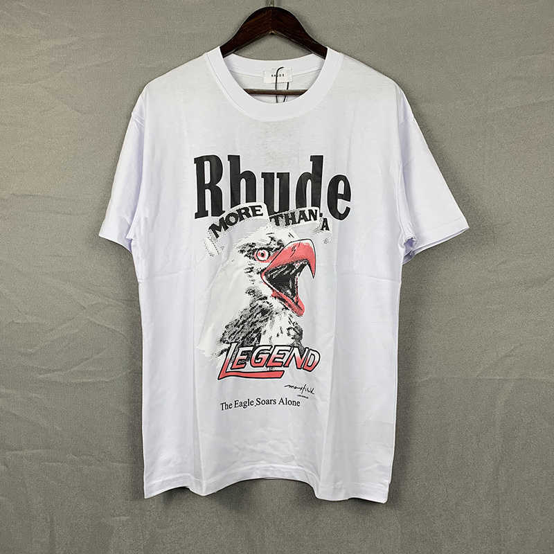 メンズTシャツ2022SSヒップホップイーグル印刷RHUDE Tシャツ男性女性1 1コットンロサンゼル