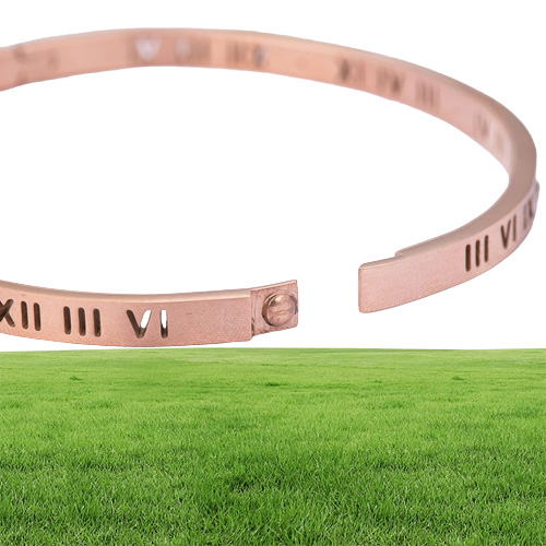 Bangles bracelet designer jewerly Women Hollowedout Roman number bangle Rose gold bracelets for couples with openings8485132