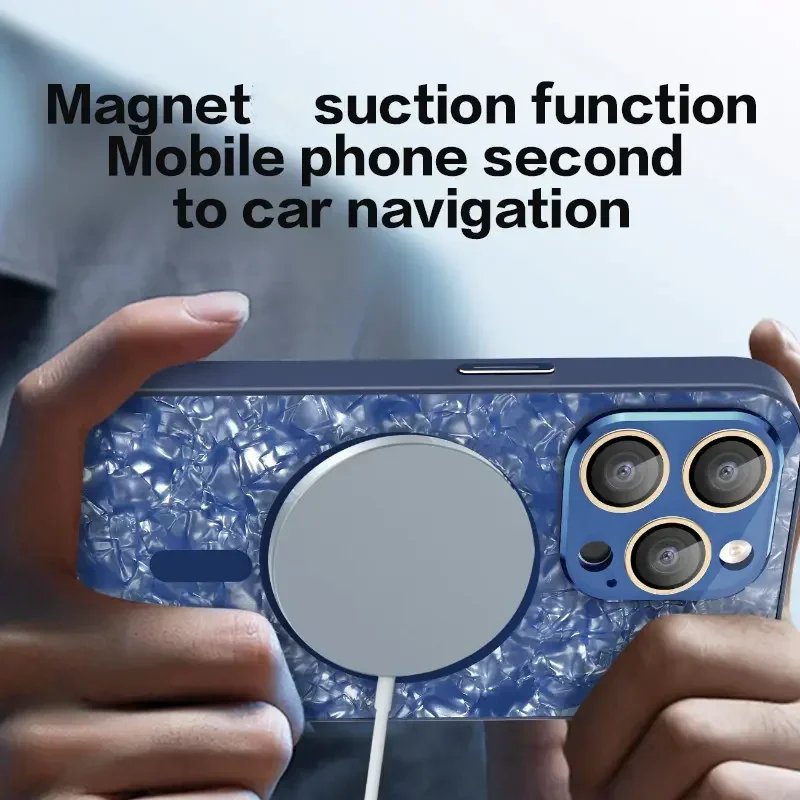 Voor Iphone 15 Pro Max Marmer Ijs Crack Patroon Case Magneet voor Luxe Telefoon Cover Voor 14 13 12 11 Pro Max 15 Coque