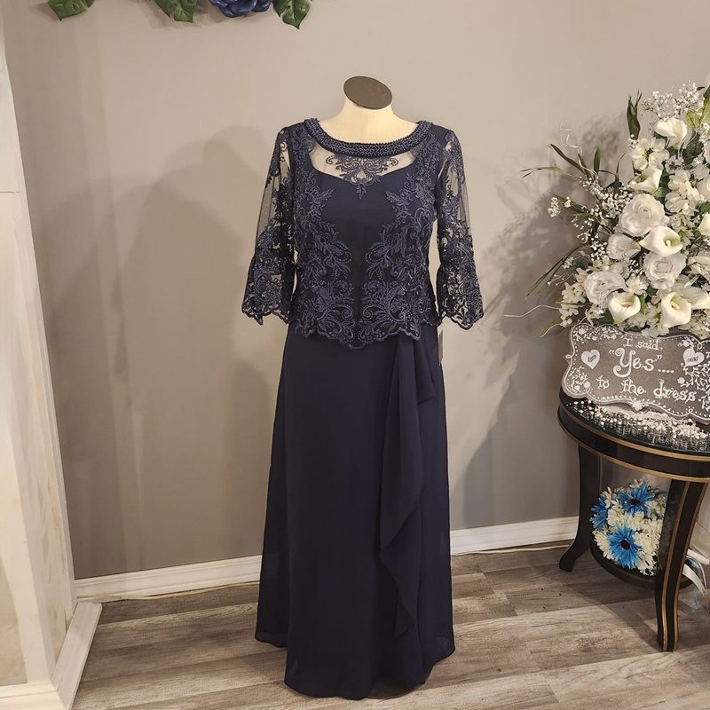 Dark Navy Plus Size Size Mother of the Bride Dresses With Jackets Modest Hot Sales Pärlor Chiffon Mothers Dress to Wear To a Wedding