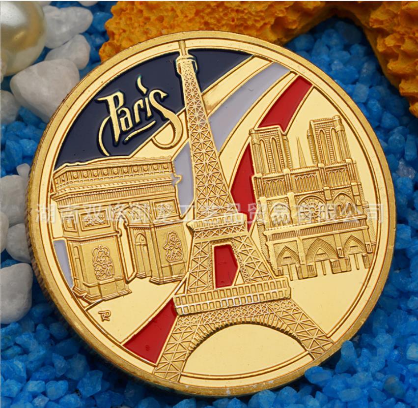 Arts and Crafts Commemorative coin colored gold coin for architecture in Paris
