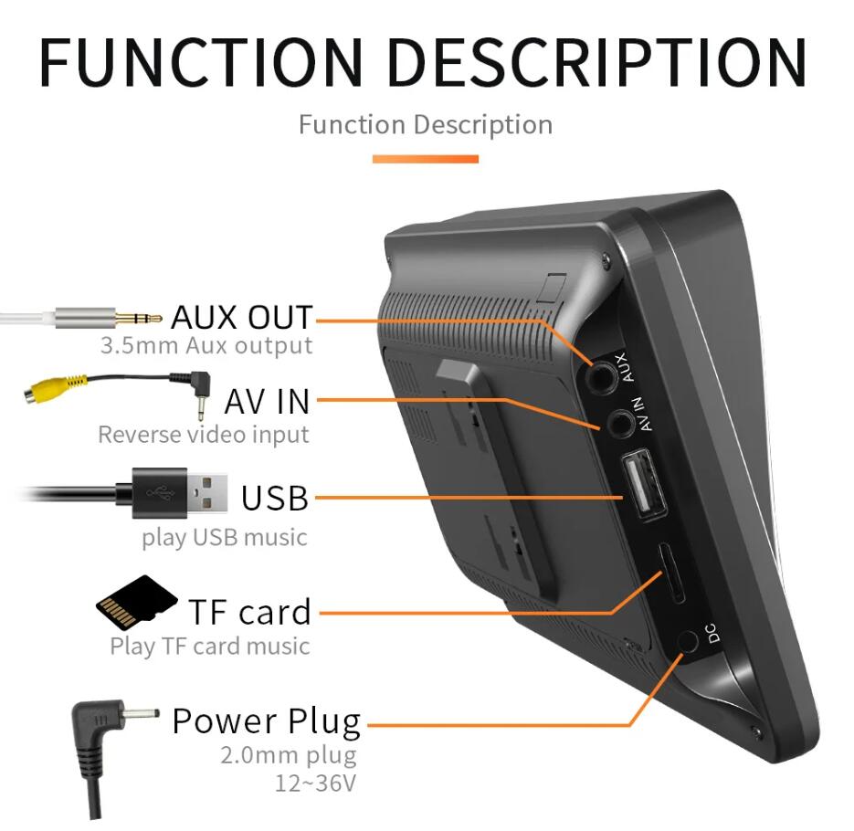 Taşınabilir 7 inç Araba Radyo Android Otomatik Kablosuz Carplay Araba Stereo Döndürülmüş 270 Derece USB SD FM GPS Navigasyon Audio Universal