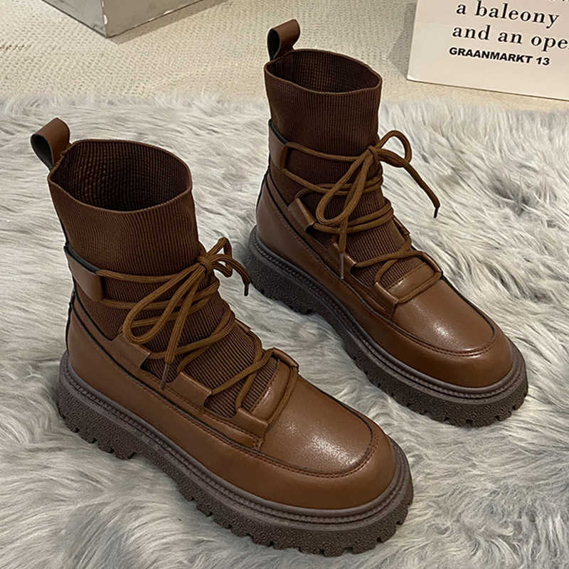 Сапоги осенние/зимние женские эластичные сапоги для ботинков Новые ботинки на лодыжке женские шнурки для сапог 2021 PU