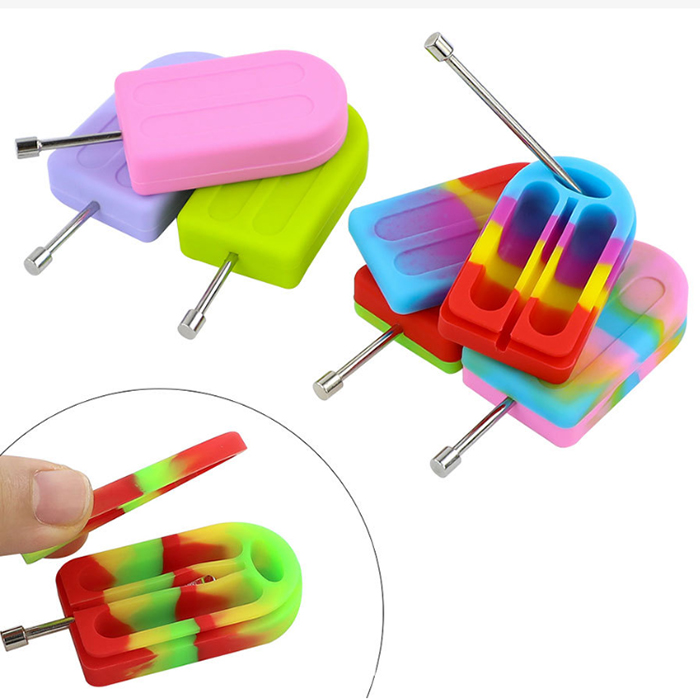 Contenitore in silicone colorato Barattolo portatile tabacco Piattaforme petrolifere Chiodi Punta Cucchiaio di paglia Scatola di immagazzinaggio Portasigarette fumatori Stash Dab Custodia in cera Pipa ad acqua Bong Dabber