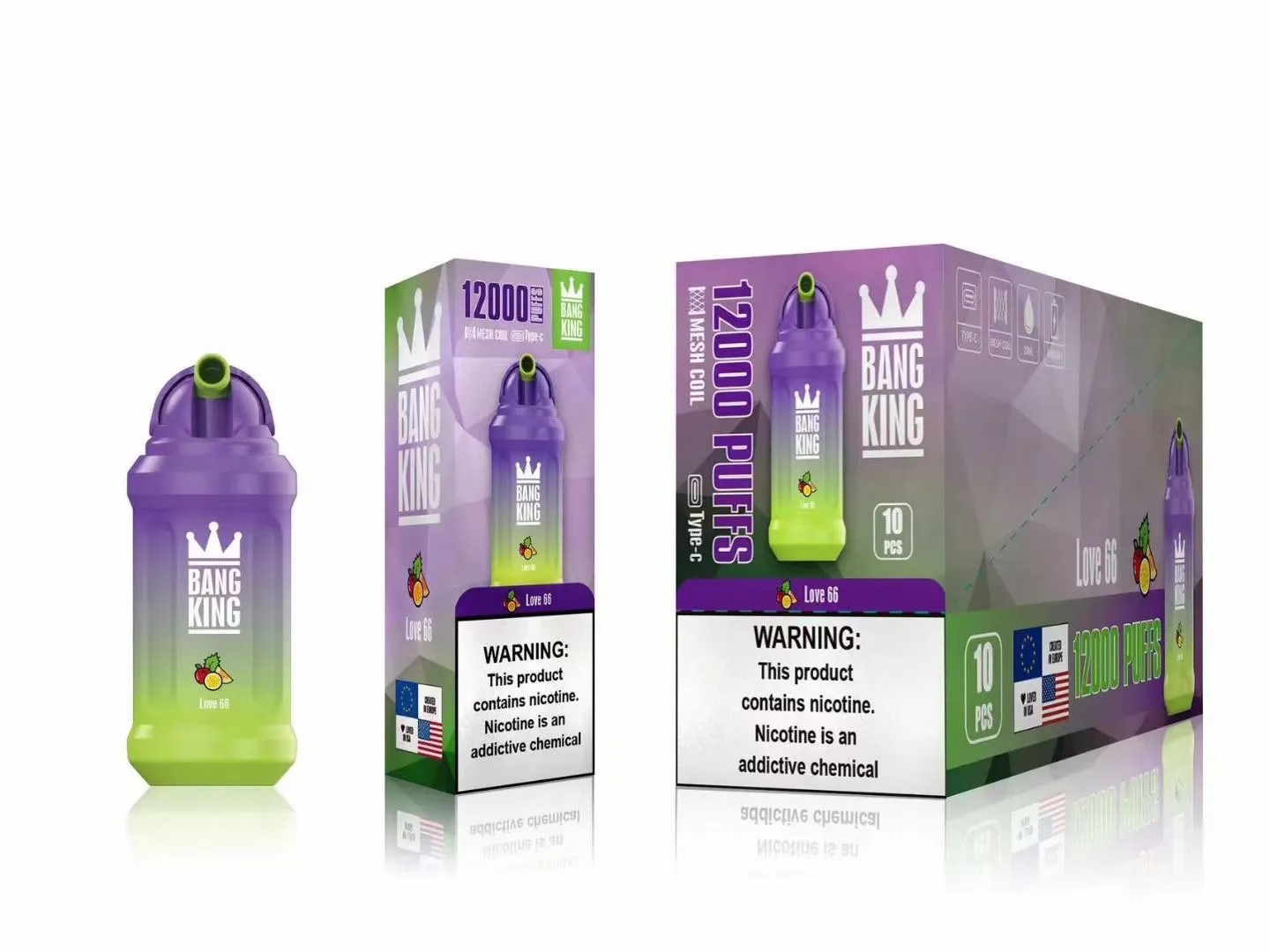 Original Bang King 12000 12K Puff 12000 12K Recarregável E Cigarro Caneta Vape Descartável 23ml Pré-preenchido 650mAh Bateria JODK Vape Cup 2023 2024 Vape Mais Popular