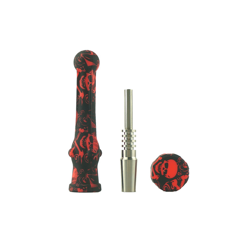 Accessori fumi Silicone NC con punta in acciaio inossidabile / quarzo Impianti petroliferi in paglia Tubi fumatori in silicone Tubo in vetro dab rig FEDEX