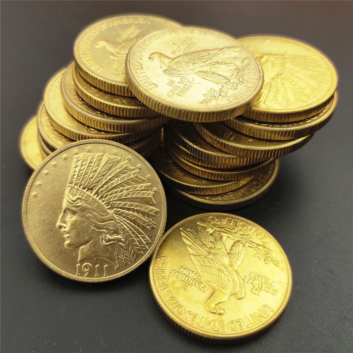 Kunsthandwerk Amerikanische Gold- und Silbermünzen Ausländische Münzen Indische Goldmünzen Goldmünzen 1911 Eagle Ocean Gedenkmünze