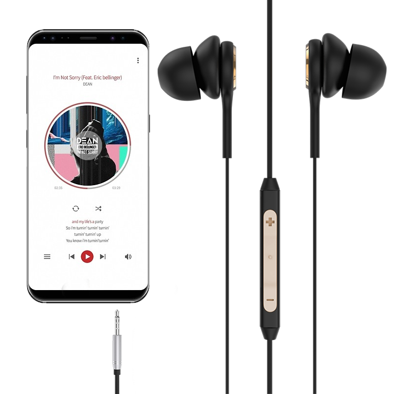 3,5 mm AUX Wried-hörlurar för iPhone 6 Xiaomi A1 Hörlurar Hörsnäckor Hörsnäckor Jack In Ear Kabelansluten med mikrofonvolymkontroll med Crystal Box