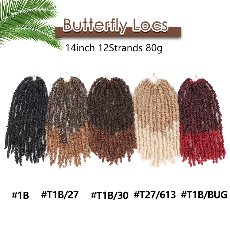 Butterfly Faux Locs Crochet Hair Handmade Synthetic Butterfly Locs Hair 14 20 Inch Long Pre Looped Premade Distress Locs Braiding Hair