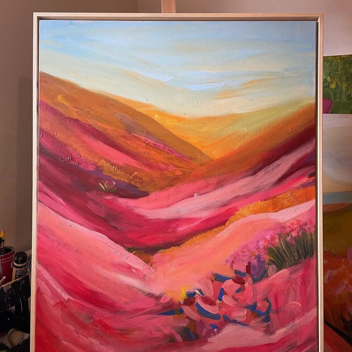 Dipinto a olio moderno di montagna di grandi dimensioni, riproduzione di arte murale astratta su tela realizzata a mano, immagine artistica artigianale dipingere il bagno