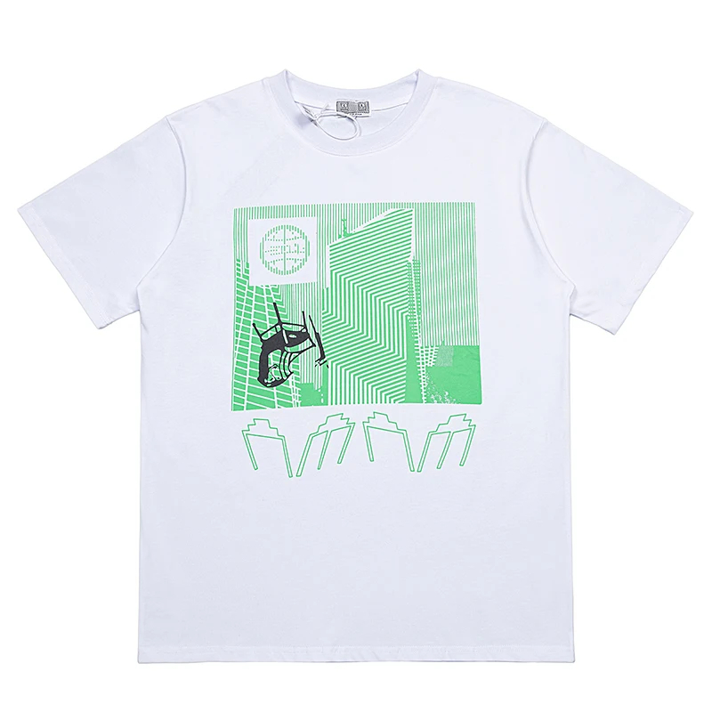 T-Shirt manches courtes col rond homme femme, surdimensionné, en coton, noir et blanc, avec impression de treillis de dessin animé Graffiti
