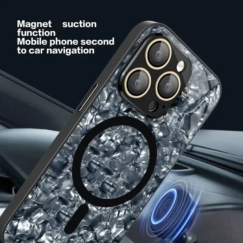 Voor Iphone 15 Pro Max Marmer Ijs Crack Patroon Case Magneet voor Luxe Telefoon Cover Voor 14 13 12 11 Pro Max 15 Coque