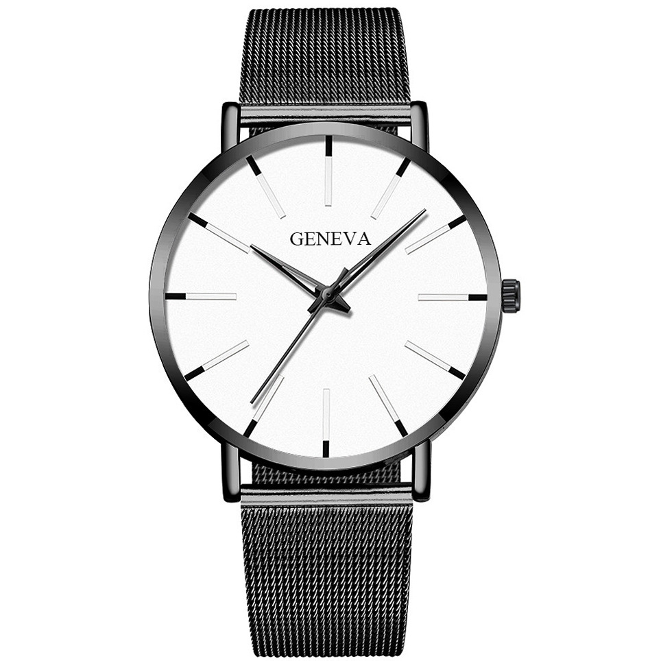 Explosions 2019 new fashion Geneva couple men's and women's simple business net with quartz watch