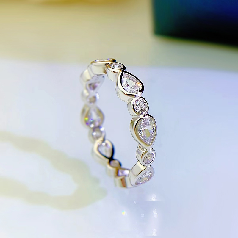 Eternity Lab Diamond Ring 100% Real 925 스털링 실버 파티 웨딩 밴드 rings 여성 신부 약속 보석 선물