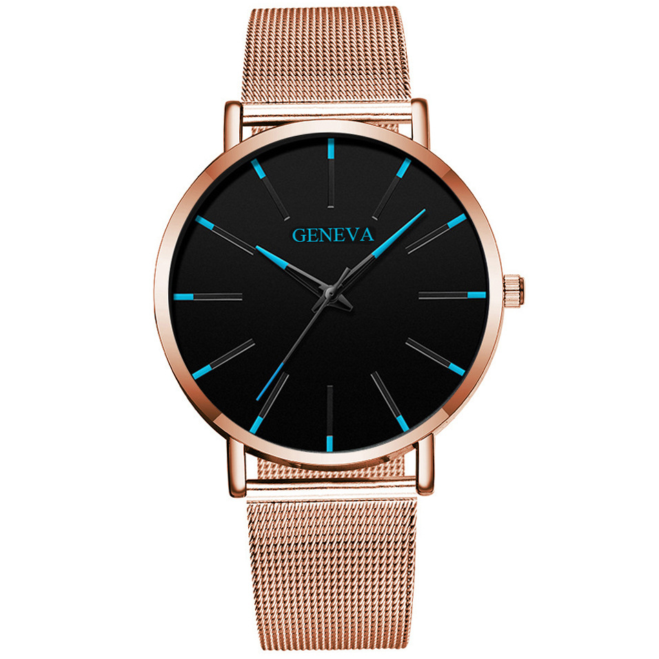 Explosions 2019 new fashion Geneva couple men's and women's simple business net with quartz watch