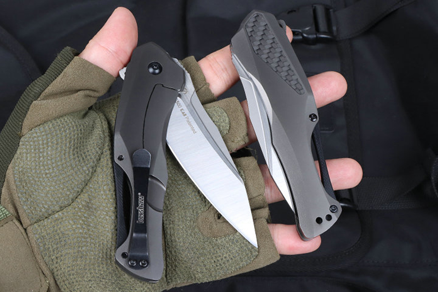 Ny säkerhet KVT Flipper Pocket Knife D2 Blade Steel Carbon Fiber Handle EDC Outdoor Tactical Knives