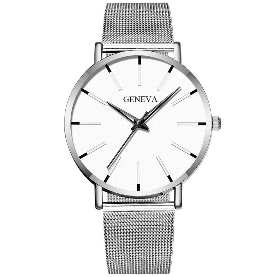 Explosions 2019 new fashion Geneva couple men's and women's simple business net with quartz watch