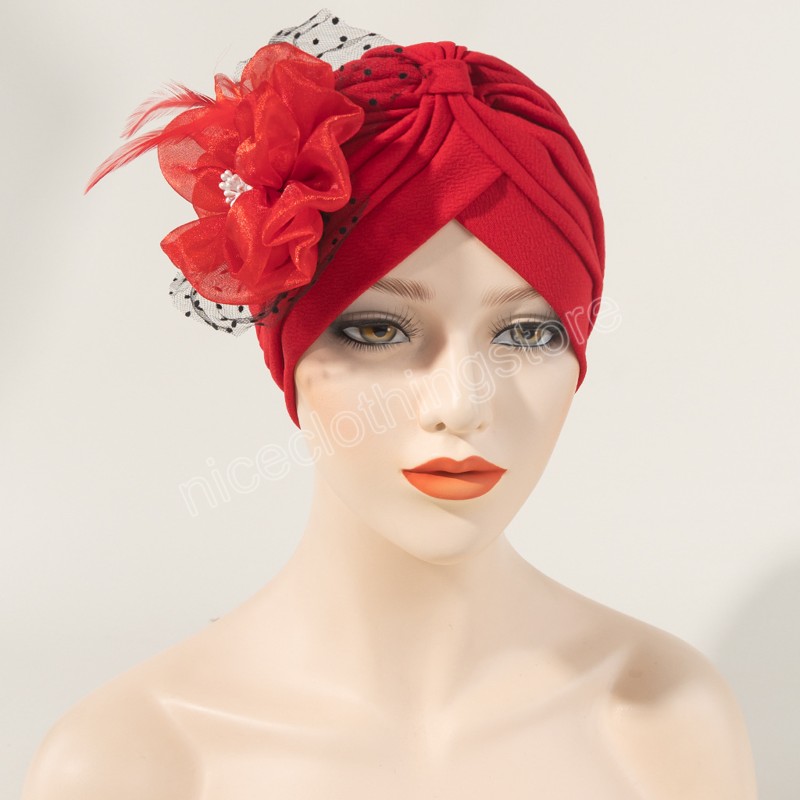 Berretti da festa pieghettati a fiore grande di lusso Cappelli Moda Copricapo da donna banchetti di nozze donne musulmane africane