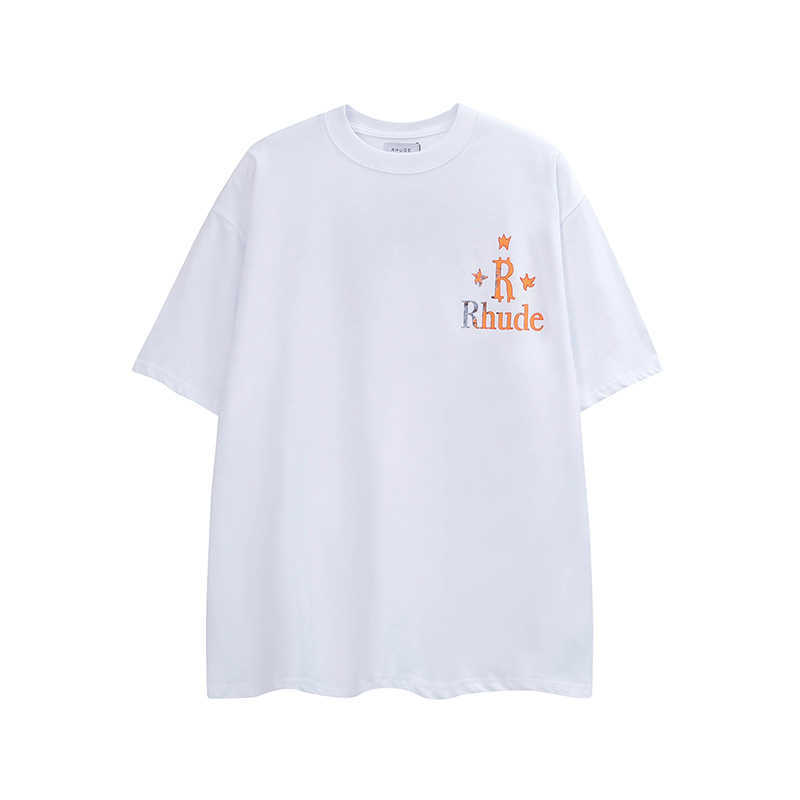 メンズTシャツスタープリントクラシックrhudeTシャツグリーンブラックホワイト高品質のヒップホップ特大ティーrhude半袖タグ