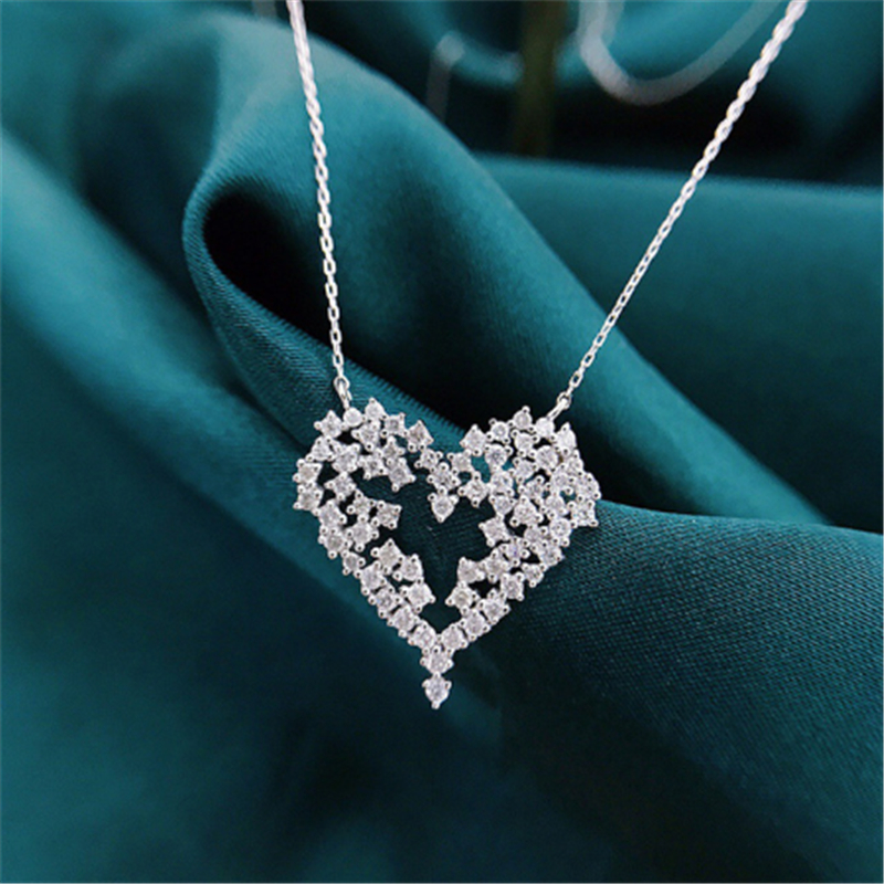 Queen Heart 925 Sterling Silver Chocker Naszyjnik Laboratorium Diamentowe Ślubne Wisiorki Naszyjnik Dla Kobiet Bridal Obietnica Party Biżuteria