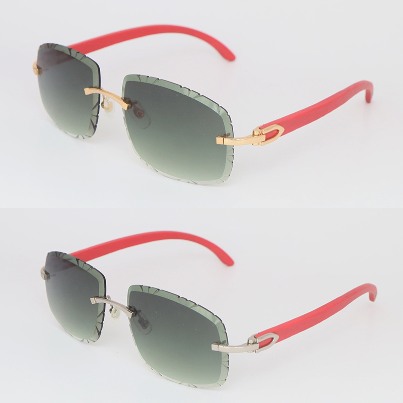 Lunettes de soleil en bois sans monture en métal pour hommes femmes avec lunettes en forme de poire en bois rouge UV400 choix multicolore lentille or 18 carats mâle et 304G