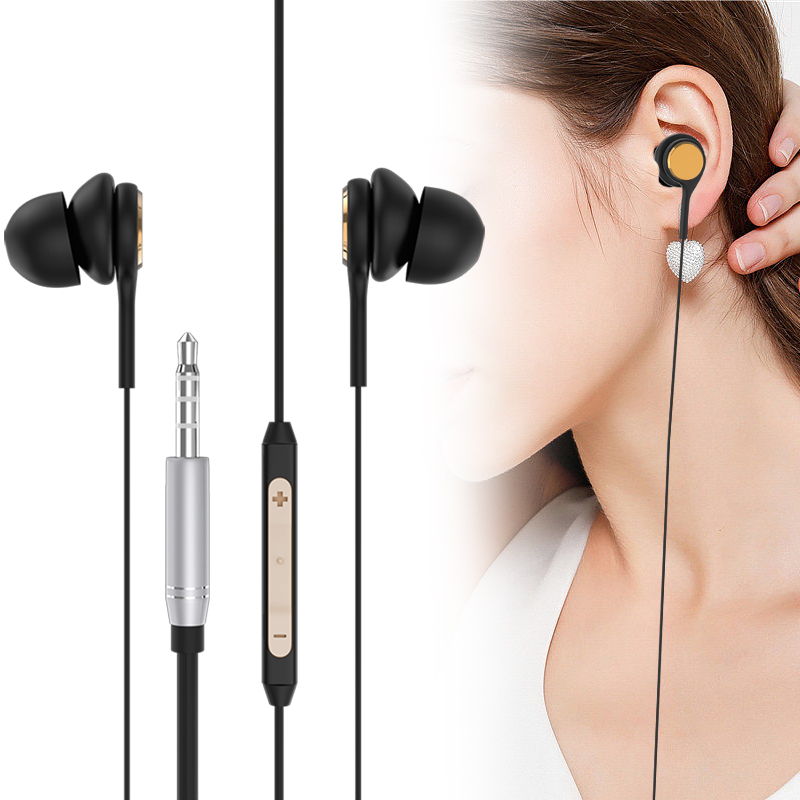 3,5 mm AUX Wried-hörlurar för iPhone 6 Xiaomi A1 Hörlurar Hörsnäckor Hörsnäckor Jack In Ear Kabelansluten med mikrofonvolymkontroll med Crystal Box