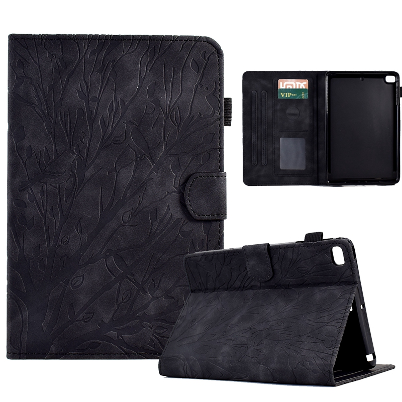 Empreinte porte-monnaie en cuir arbre porte-bonheur étuis pour tablette pour Ipad Mini 6 5 4 3 2 1 Mini6 6.3 7.9 pouces Fortune oiseau mode Floral crédit ID porte-carte pochette pochette affaires sacs à rabat