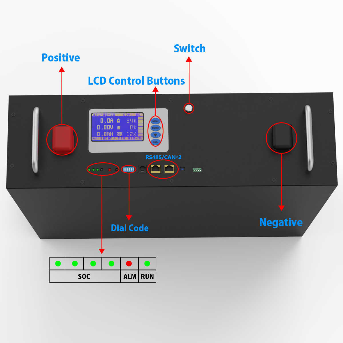 48V 100Ah 200Ah LiFePO4 Pack Battery 5KW 10KW Full Capacity 32 Parellel PC Monitor 6000 Cycle CAN RS485 EU US Stock No Tax