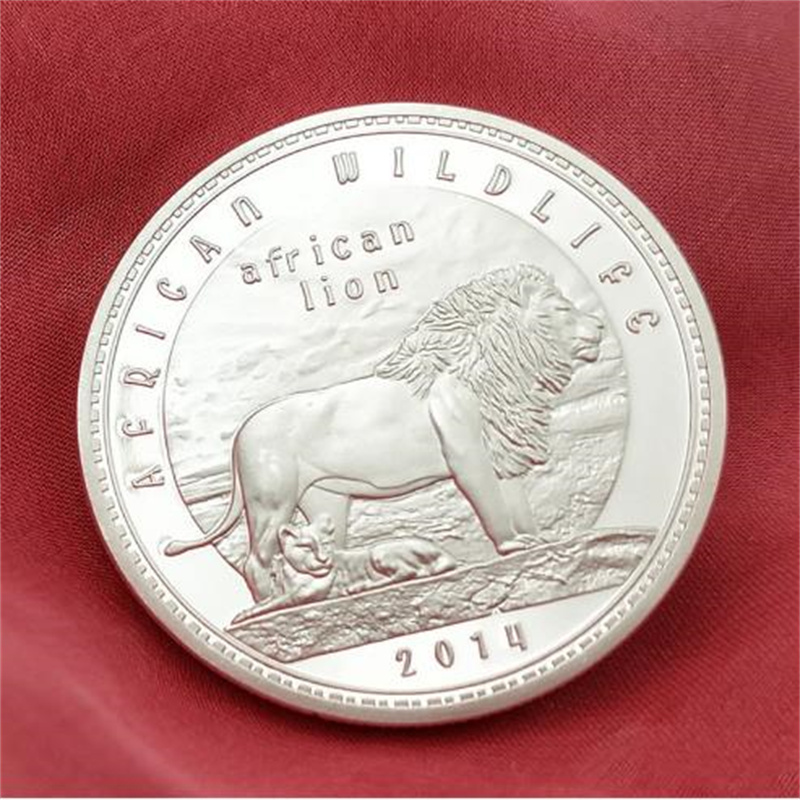 Arts and Crafts Lion silver coin Zambia animal commemorative coin