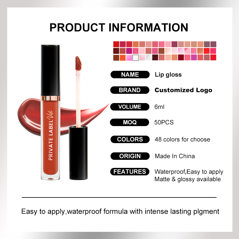 NO Logo Long Lasting Velvet Liquid Matte And Glossy Lipstick Non-stick Non-fading Lip Gloss Moisturizing Accept Your Logo Customized Private Label