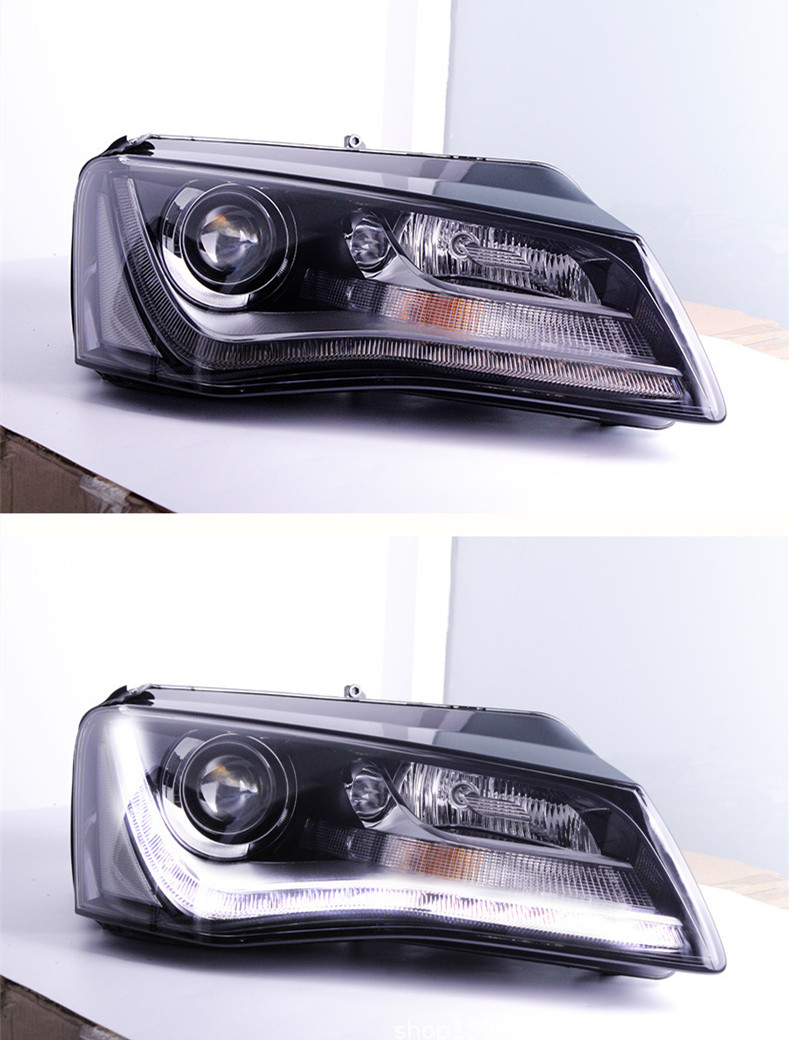 Audi A8L 2011-2013 için araba ön LED ışıkları LED Far Dinamik Sinyal Animasyonu DRL Çift Işın Lens Farları