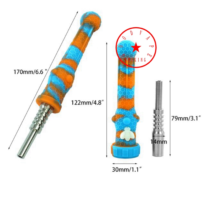 Nieuwste Kleurrijke Siliconen Roken Filter Pijpen Wesp Glow In The Dark Stijl Draagbare Waterpijp Waskolf 14 MM Mannelijke Nagels Tip Stro Handpijpen Sigarettenhouder