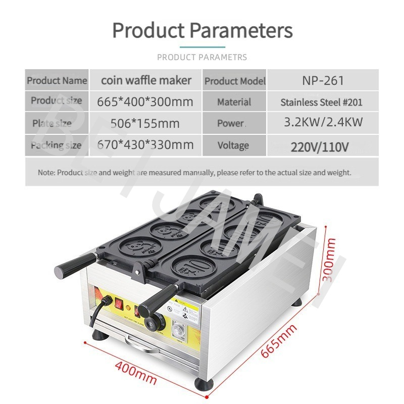 Commercial Electric/Gas Waffles Maker Machine 110V 220V Waffle Machine Cartoon Panda Coin Commemorative Coin Baking Machine