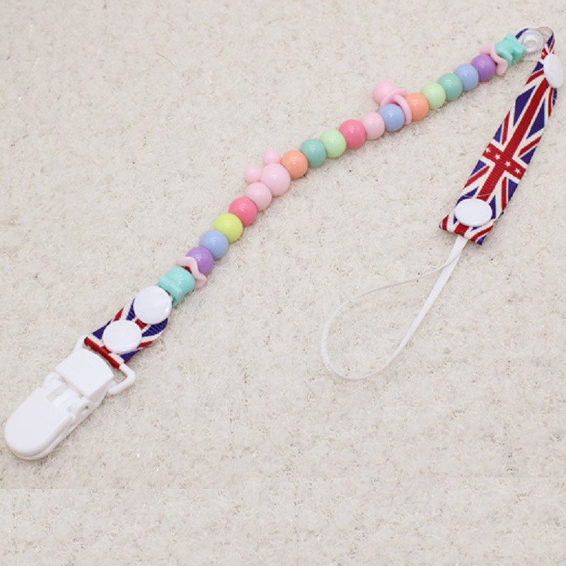 Baby Pacifier Clip Adjustable Anti-drop Chain Rope Girls Boys Soothe Nipple Teether Toys Kawaii Color Beads Webbing Babies Accessories