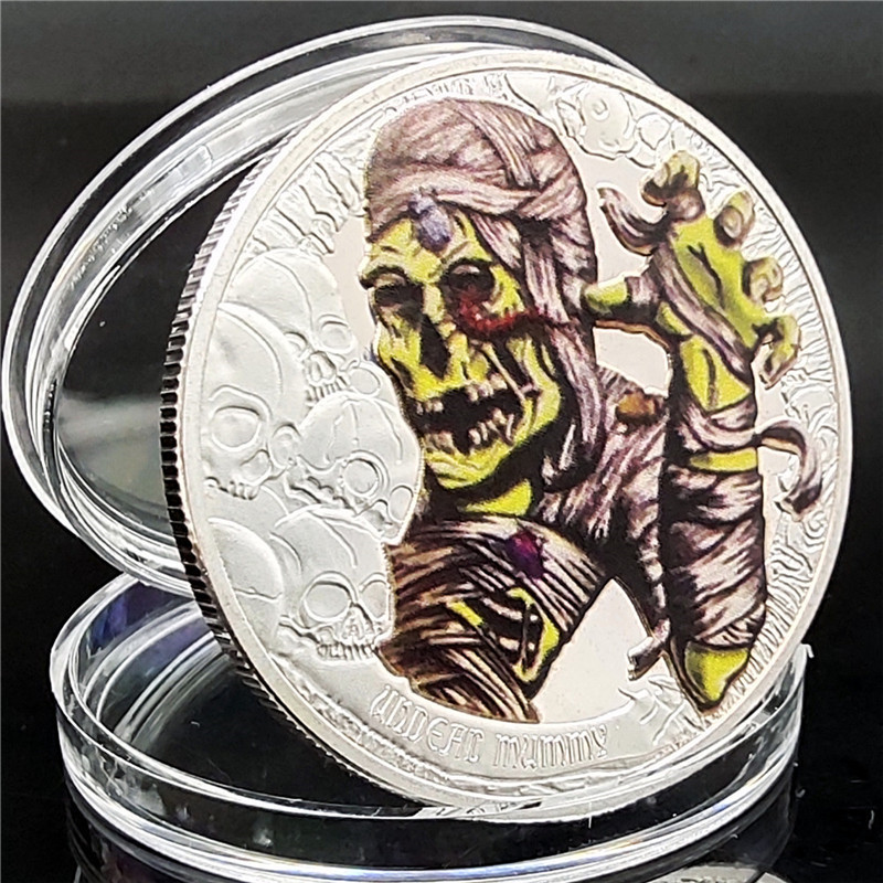 Konst och hantverk Skull Badge Coin religiös tro Halloween minnesmynt