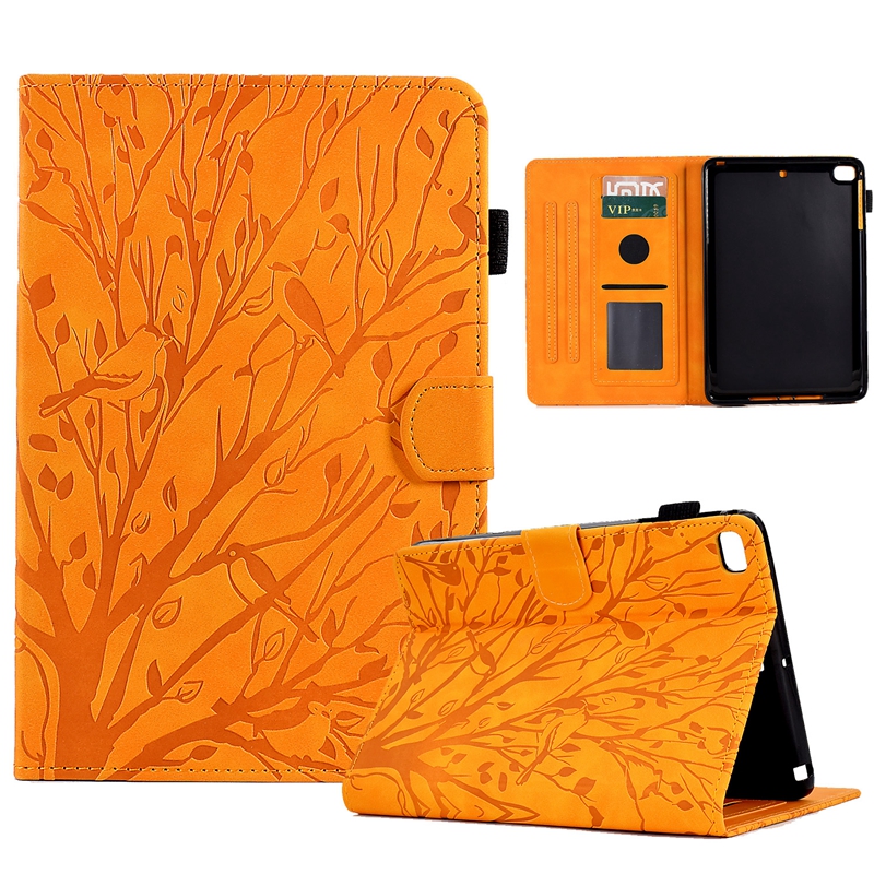 Empreinte porte-monnaie en cuir arbre porte-bonheur étuis pour tablette pour Ipad Mini 6 5 4 3 2 1 Mini6 6.3 7.9 pouces Fortune oiseau mode Floral crédit ID porte-carte pochette pochette affaires sacs à rabat