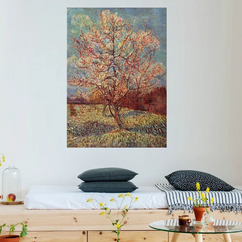 Pink Peach Tree in Blossom by Vincent Van Gogh Oil Painting Reproduction on Canvas Wall Art Home Decor Hand Painted No Framed