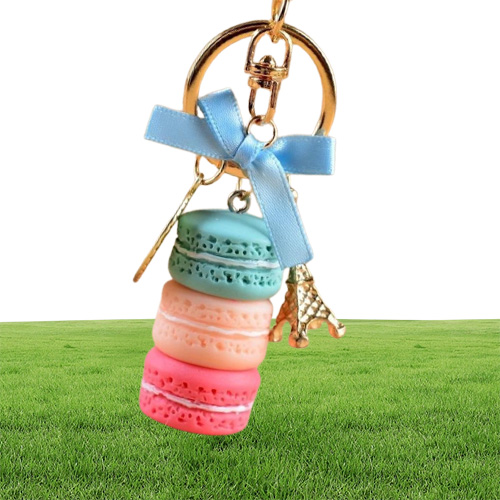 Macarons Cake Llavero lindo lindo Francia Cake Macarons LADUREE Llavero coche Llavero mujer bolso Colgante regalo Joyería 1727819130946